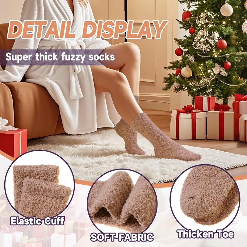 AMENLAN Store Women Fuzzy Slipper Socks Winter Microfiber Soft Cozy Plush Fluffy Socks Warm Comfy Thermal Home Sleeping Socks - Image 3
